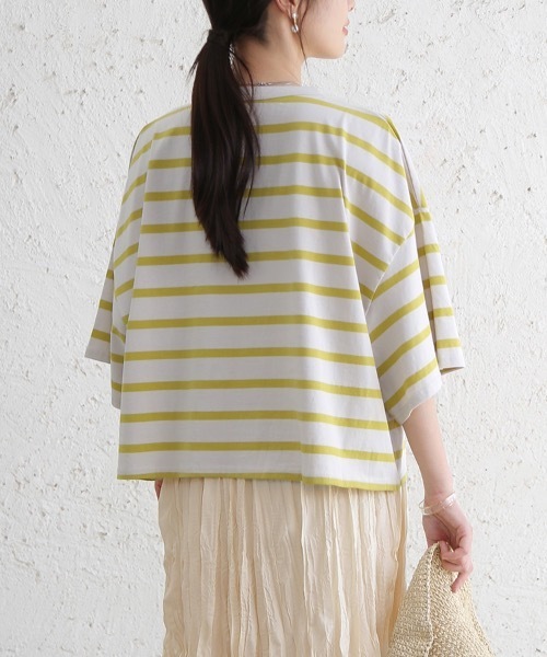 新品 20ss プラージュ Feminineドロップショルダー ボーダーTシャツ tシャツ ボーダートップス（ドロップショルダー） レディース