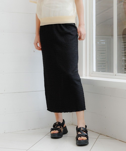 【Champion】シャーリングストレートスカート　Mサイズ Champion】シャーリングストレートスカート(ロングスカート