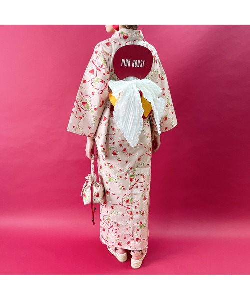 完売品　pinkhouseかごバッグ　リボン巾着　ピンクハウス セール】リボン付き巾着バッグ（和装小物）｜PINK HOUSE（ピンク