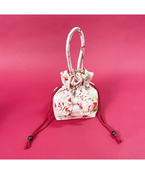 mYmi フリル付き巾着ポーチ 巾着 バッグ 鞄 ピンク bcd2a4214c1d4c874ec19e2bd401e3