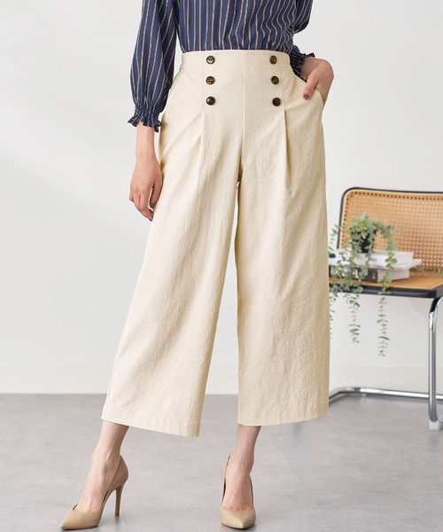 サリナパンツ BELLUNA PLUS パンツ サラもち快適ビンテージワイドパンツ55丈