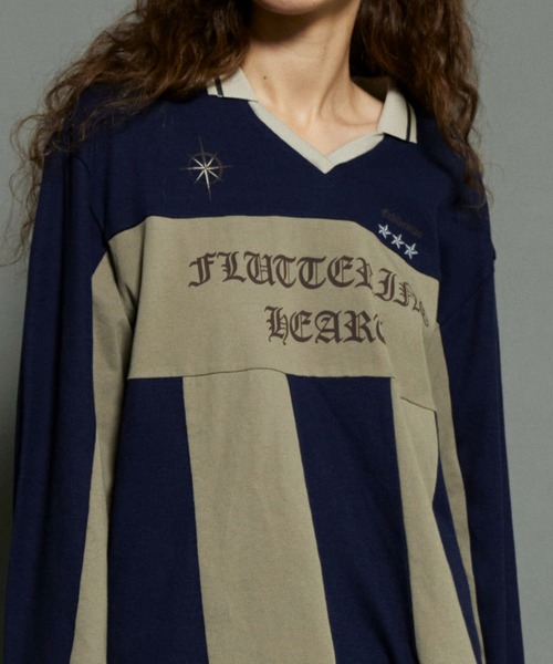 MAISON SPECIALフルッタリングハートストライプロンTEE