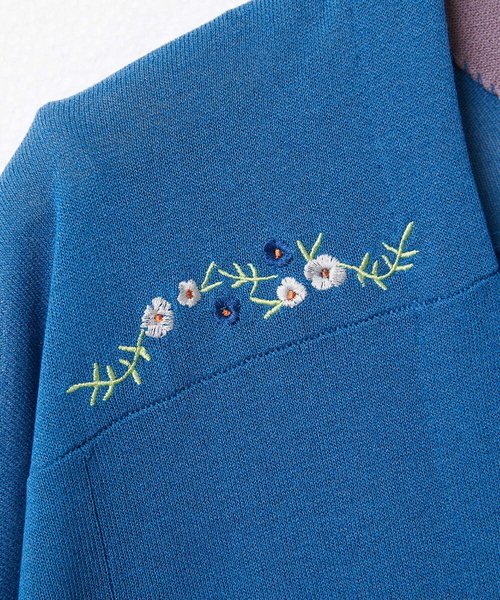 ホコモモラ　お花刺繍　カーディガン Calle de Bordadores フラワーモチーフニットカーディガン