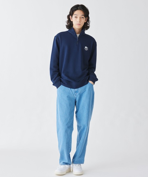 バボラ　テニス　青のジップアップスウェット LACOSTE（ラコステ） トレーナー スウェット 裏パイル地 ワンポイント