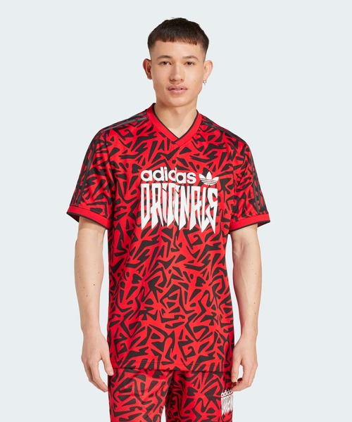 【12月スーパーSALE 15%OFF】 adidas アディダスオリジナル / 総柄プリントジャージー tシャツ トップス