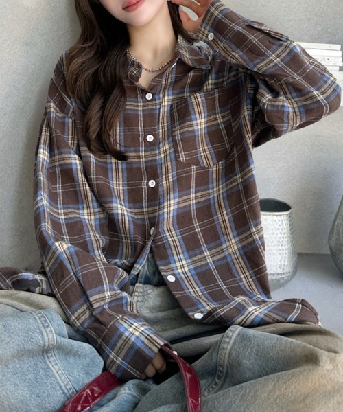 Ada. ブラウス シャツ オーバーサイズ ヴィンテージライク チェック