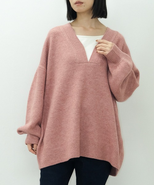 HEILIS ニット セーター 深Vネックプルオーバーニット
