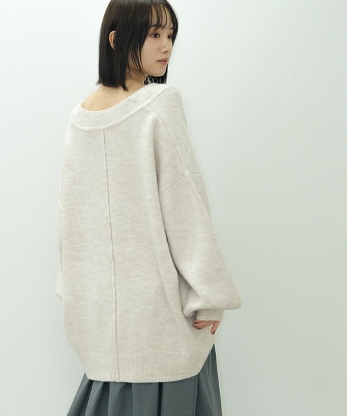 ニット セーター リネンライク深Vネックプルオーバー レディース HEILIS ニット セーター 深Vネックプルオーバーニット