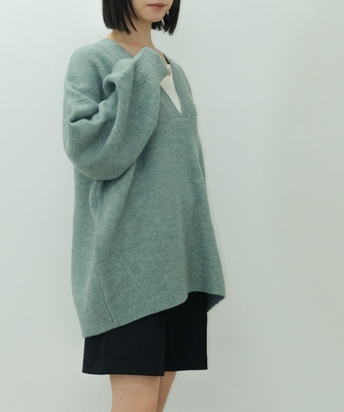 ニット セーター リネンライク深Vネックプルオーバー レディース HEILIS ニット セーター 深Vネックプルオーバーニット
