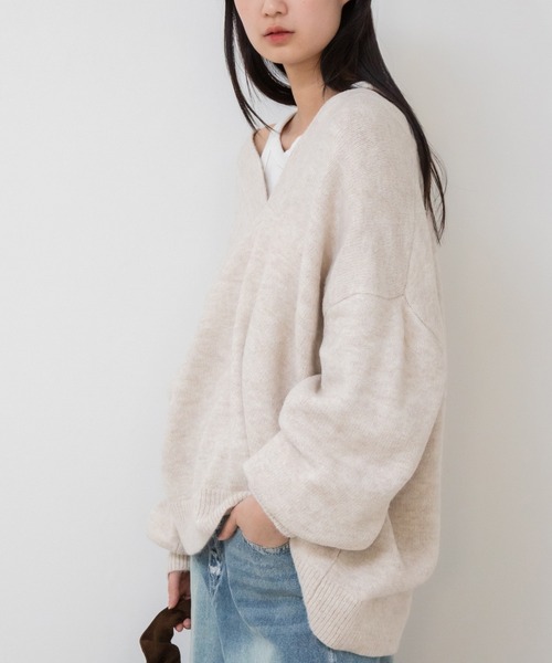 HEILIS ニット セーター 深Vネックプルオーバーニット