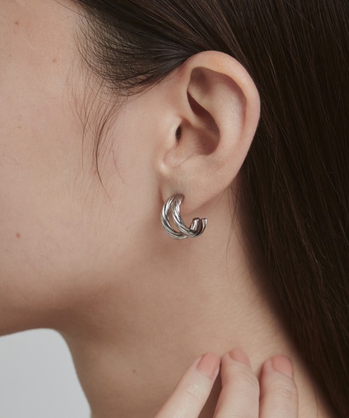 ciite' ピアス 「 金属アレルギー対応 」 ダブルライン ツイストフープ