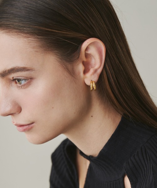 ciite' ピアス 「 金属アレルギー対応 」 ダブルライン ツイストフープ