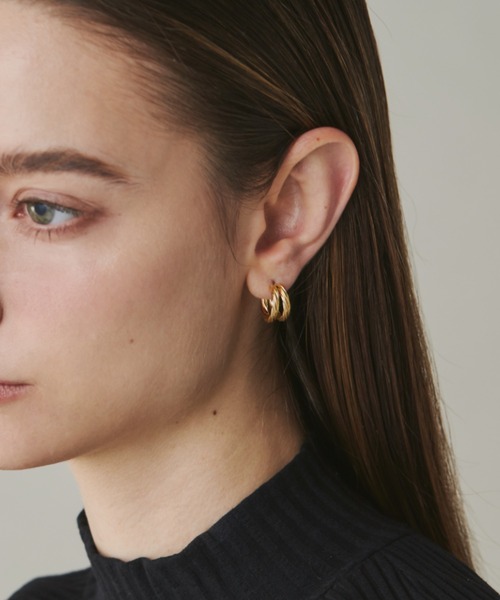 ciite' ピアス 「 金属アレルギー対応 」 ダブルライン ツイストフープ