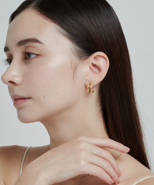 ciite' ピアス 「 金属アレルギー対応 」 ダブルライン ツイストフープ