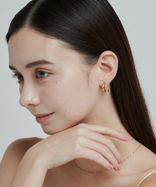 ciite' ピアス 「 金属アレルギー対応 」 ダブルライン ツイストフープ