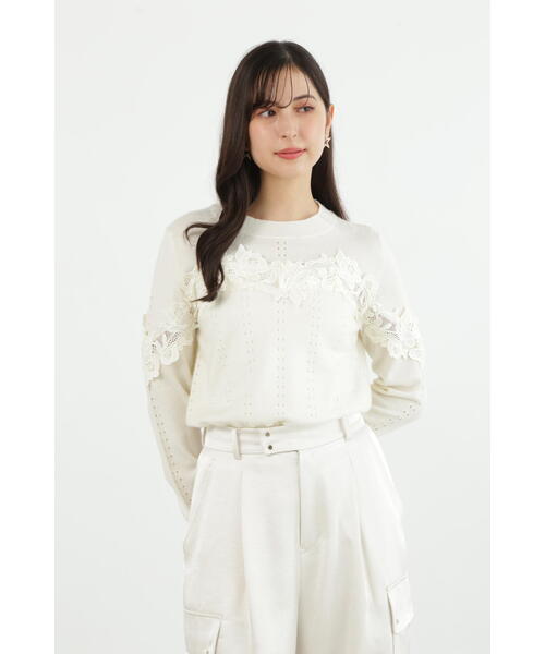 JILL STUART ニット セーター レースコンビハイゲージニット