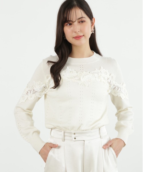 JILL by JILLSTUART - ジル＊レース付きニット JILL by STUART ニット セーター レーススカーフ付ニット