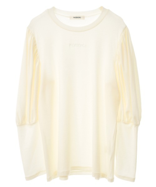 tシャツ 梨地ボリュームスリーブカットソー レディース