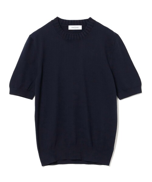 GRAN SASSO グランサッソ クルーネック ニット Tシャツ 半袖 46 GRANSASSO (グランサッソ) 無地 クルーネック 半袖 ニット T