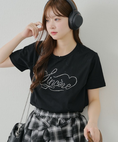 グッチスパンコールロゴアイボリー半袖Tシャツキラキラ