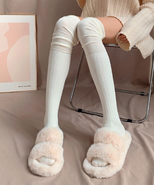 L LABEL（エルラベル） 靴下 くしゅくしゅ切替オーバーニーソックス