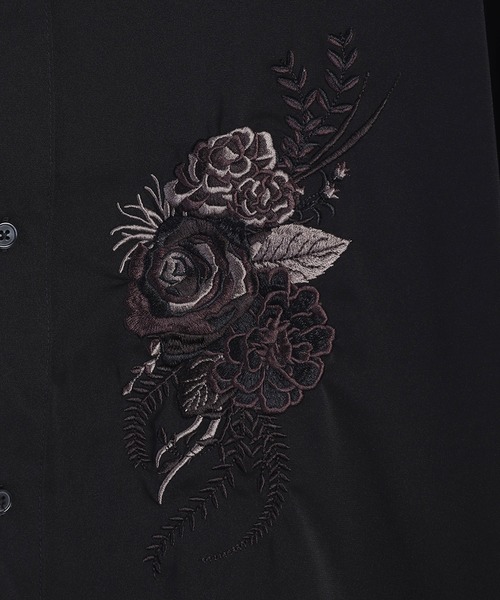WESTSEA シャツ 薔薇刺繍 とろみ 長袖シャツ メンズ レディース