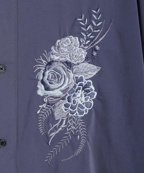 WESTSEA シャツ 薔薇刺繍 とろみ 長袖シャツ メンズ レディース