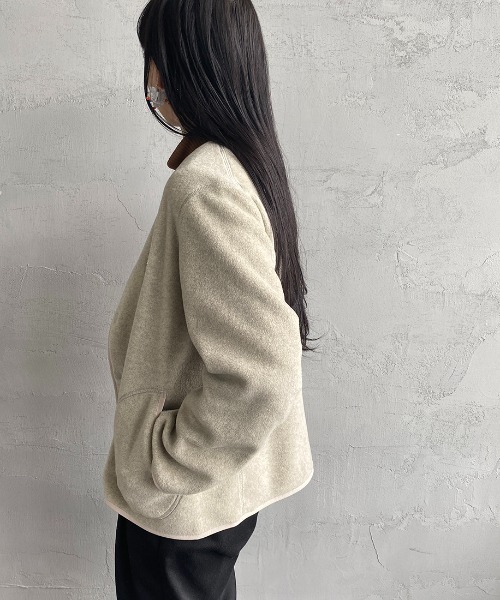 Danton（ダントン） ノーカラージャケット 34 グレイッシュベージュ