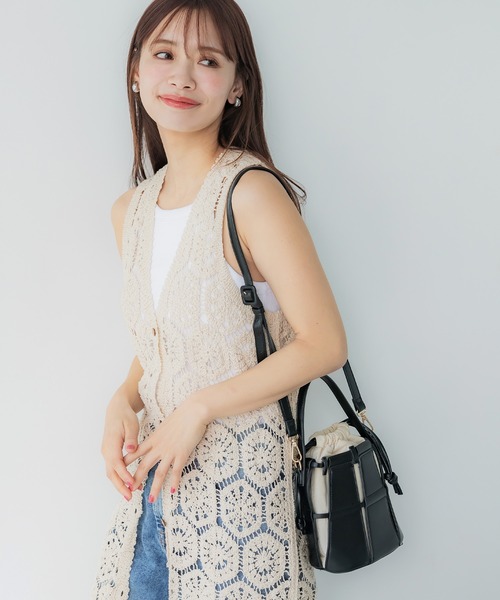 coca（コカ） ベスト ジレ 「WEB限定セール」カギ編みロングベスト