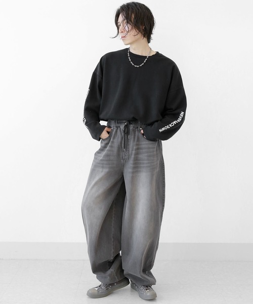 minsobi ジーンズ ヴィンテージ風バルーンデニムパンツ デニム