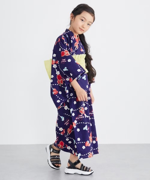 浴衣 2WAY浴衣ワンピース（浴衣上下＋作り帯） キッズ 子供 女の子