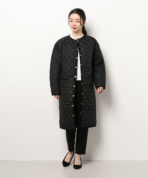 【中古】トラディショナルウェザーウェア 22AW EARBY フード コート キルティング 中綿 ロング 32 ブラック Traditional Weatherwear（トラディショナル ウェザーウェア） コート