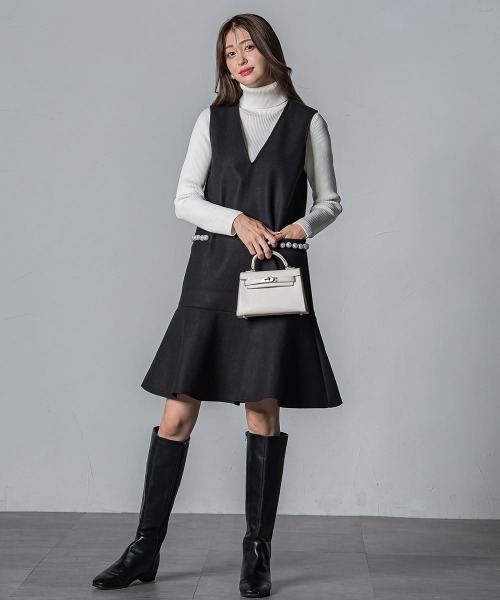 「QUEENS COURT」 タートルネックニット M レッド レディース_画像6