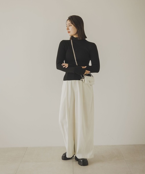 「rectangle」 タートルネックニット FREE 杢グレー レディース_画像3