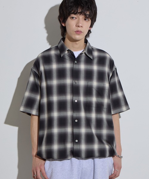 SLICK シャツ 「SLICK/スリック」Ombre Check Drawstring Shirt