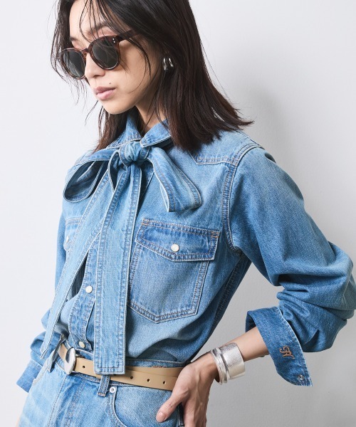 「CHIC STYLE」 長袖シャツ M ライトブルー レディース CHIC STYLE 「CHIC STYLE」 長袖シャツ M ライトブルー