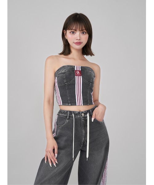 【最終値下げ】新品タグ付 Darich リメイクライクチェックベアトップ ダーリッチ Darich リメイクライクチェックベアトップ （レッド