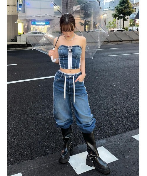 darich リメイクライクワイドデニムパンツ ♡ ダーリッチ Darich リメイクライクワイドデニムパンツ （ブルー