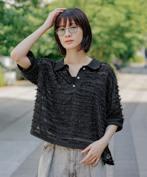 LAKOLE（ラコレ） tシャツ 半袖 ジャガードポロシャツ / 499546