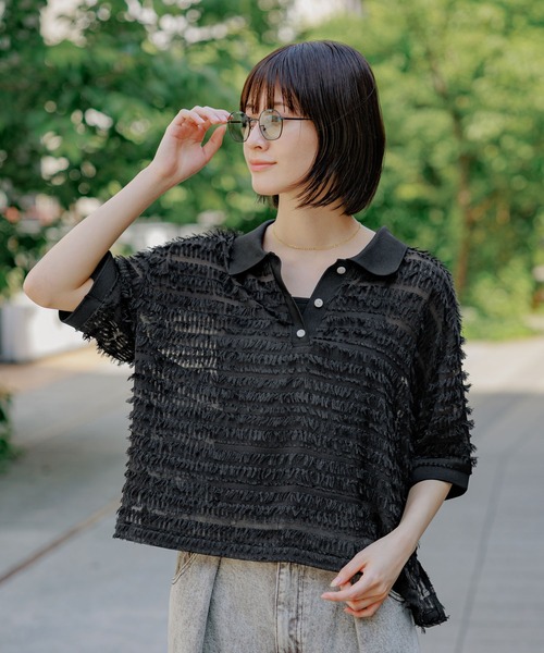 LAKOLE（ラコレ） tシャツ 半袖 ジャガードポロシャツ / 499546