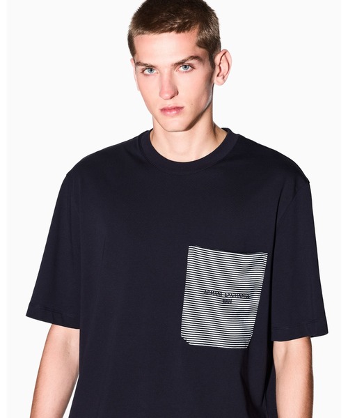 『EMPORIO ARMANI 』ロゴ パッチ クルーネック T シャツ ロゴパッチ 半袖クルーネックTシャツ | Armani Exchange