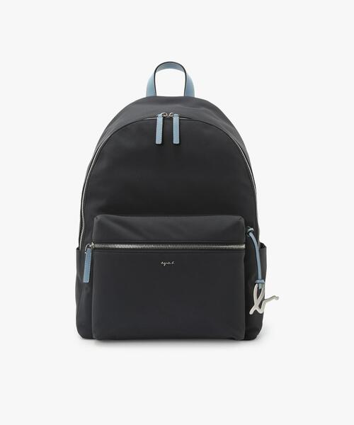 極美品 アニエスベー リュック バックパック ロゴ ナイロン ブラック ナイロン ラージ バックパック （ZAS10－04