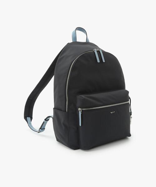 【美品】agnes b.　アニエスベー　リュック　レザー　ナイロン　ネイビー 極美品 agnes b. アニエスべー リュック バックパック A4可