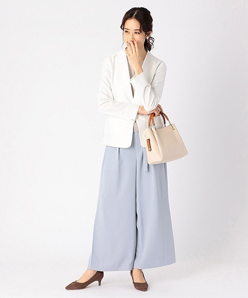 「COMME CA ISM」 ノーカラージャケット SMALL ホワイト レディース