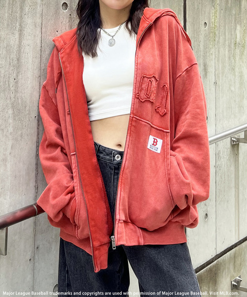 BACK TO THE FIELD パーカー 「MLB」ZIPビッグフーディー レディース