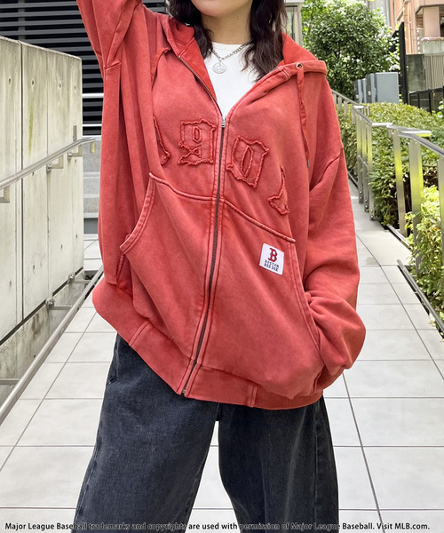 BACK TO THE FIELD パーカー 「MLB」ZIPビッグフーディー レディース