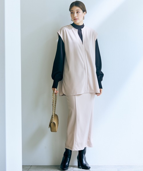 「slattgir」 「kawasho」ノースリーブトップス M ライトベージュ レディース_画像6