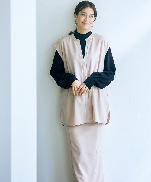 「slattgir」 「kawasho」ノースリーブトップス M ライトベージュ レディース_画像8