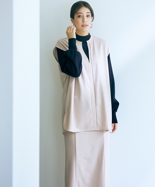 「slattgir」 「kawasho」ノースリーブトップス M ライトベージュ レディース_画像9