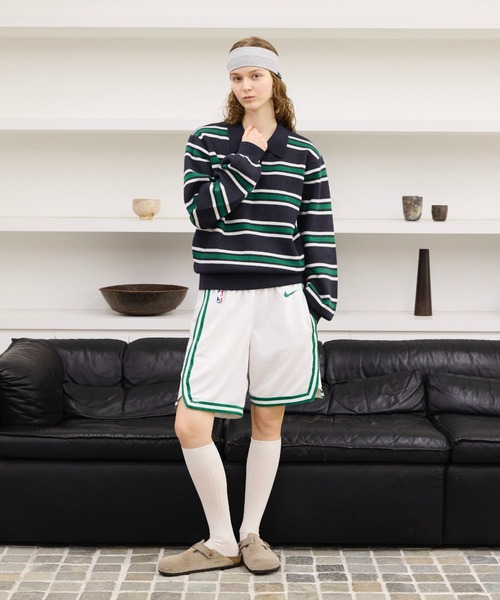 soerte ポロシャツ Multi Stripe Jacquard Knit Polo/マルチストライプ